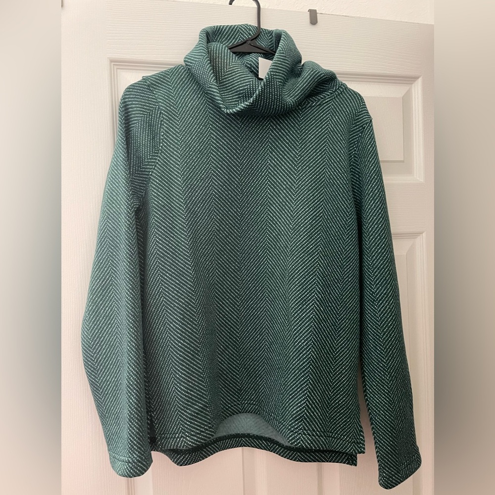 J. Crew Teal Herringbone Turtleneck Sweater